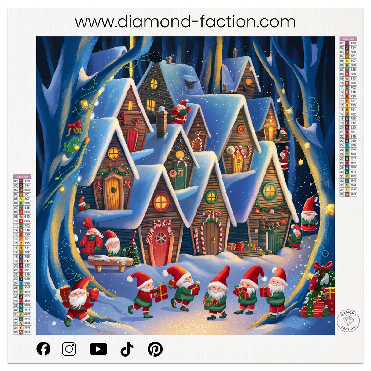 Kit complet diamond painting Village des Lutins