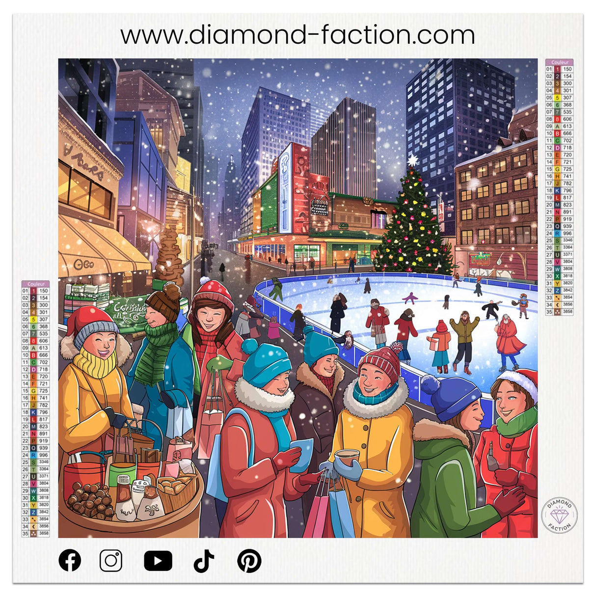 Kit complet diamond painting Ville enneigée Noël