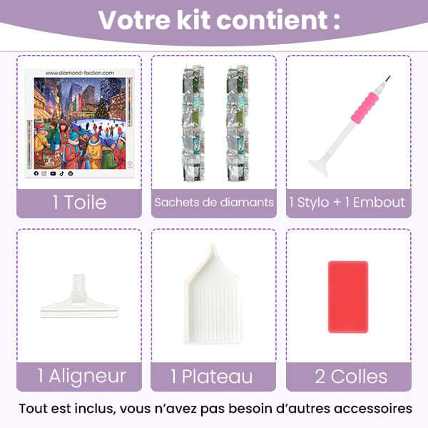 Diamond Painting pas cher Ville enneigée Noël