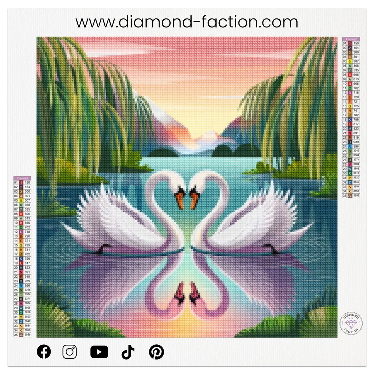 Broderie Diamant - Amour des cygnes - Diamond Faction
