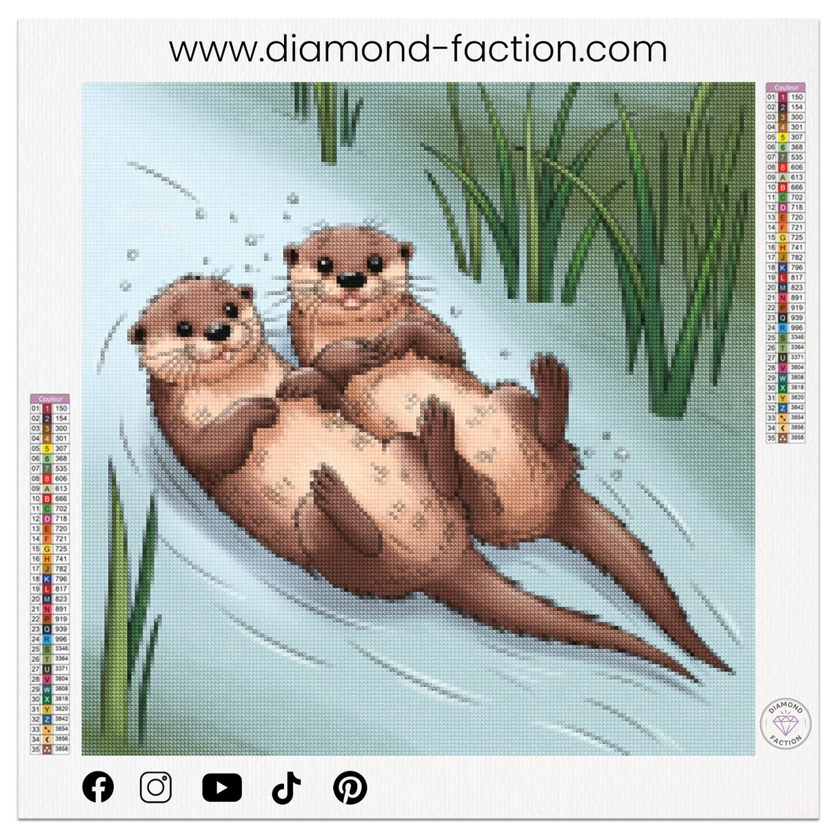 Broderie Diamant - Bébé Loutres - Diamond Faction