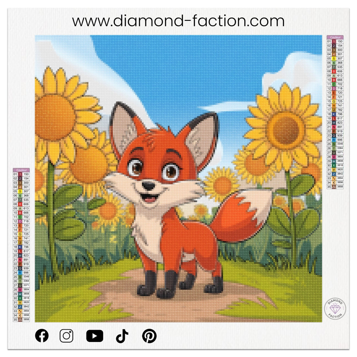 Broderie Diamant - Bébé Renard Heureux - Diamond Faction