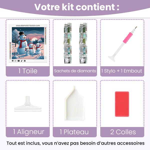 Broderie Diamant - Bonhommes de Neige Noël - Diamond Faction