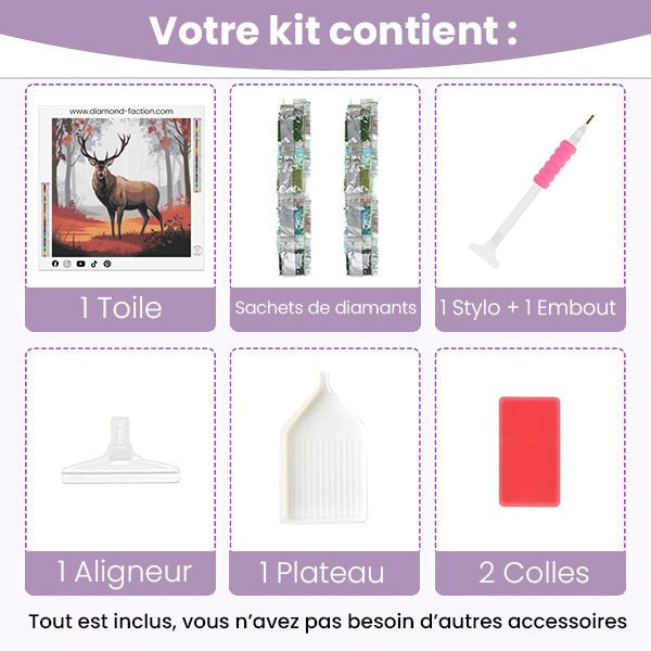 Broderie Diamant - Cerf Forêt d'Automne - Diamond Faction