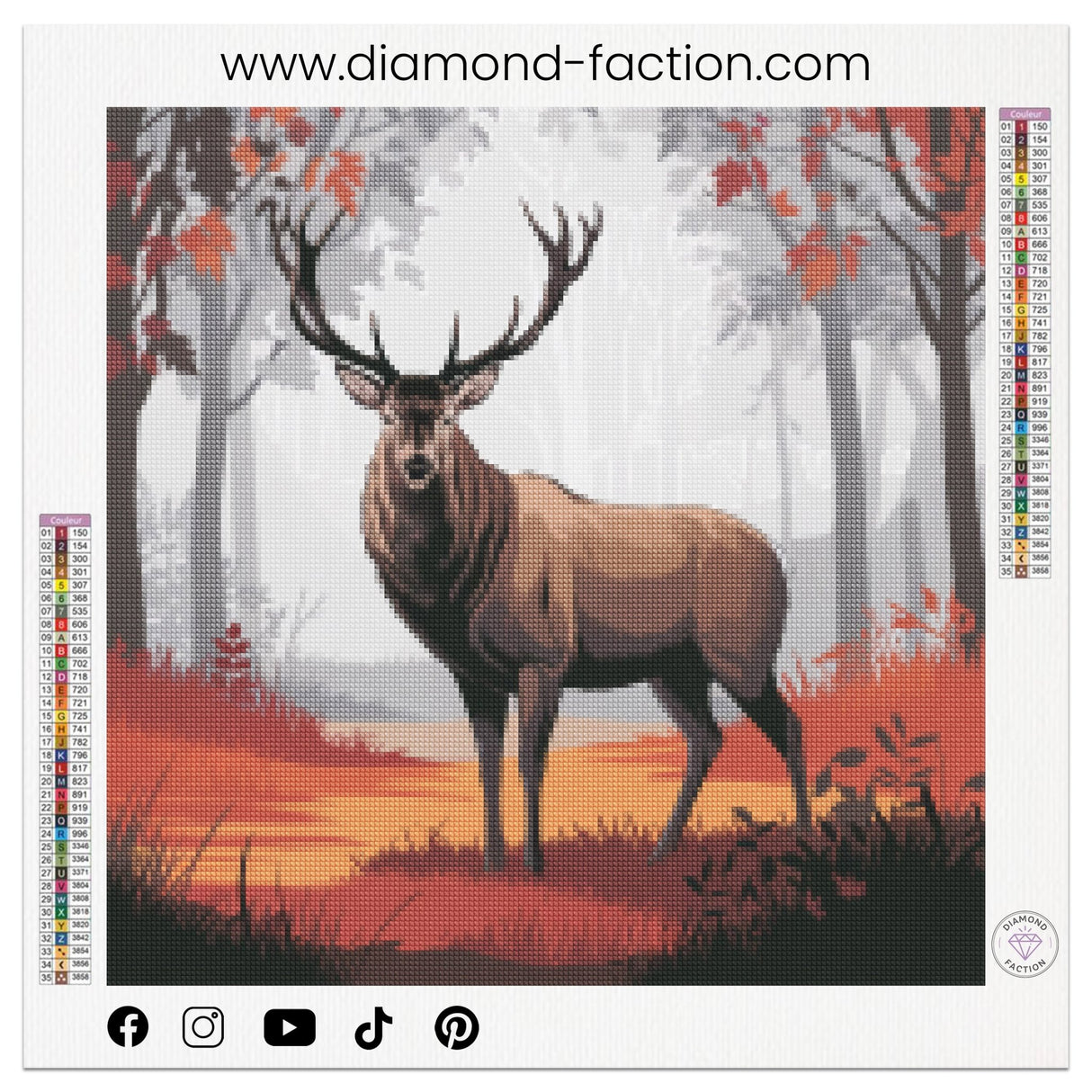Broderie Diamant - Cerf Forêt d'Automne - Diamond Faction