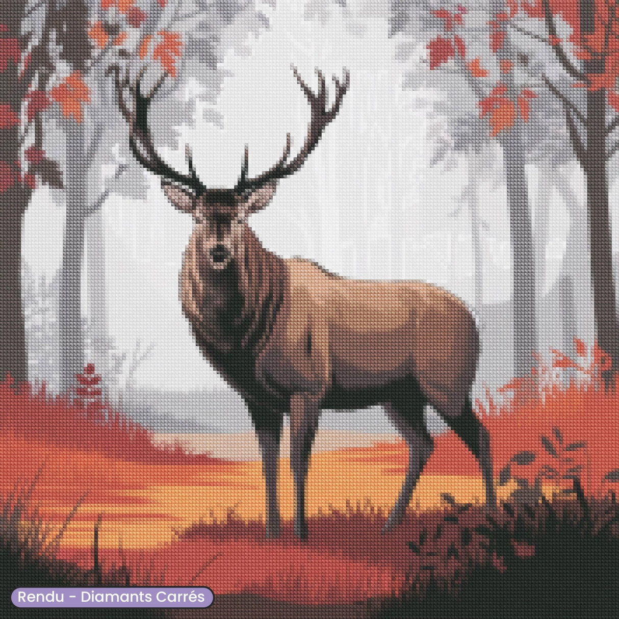 Broderie Diamant - Cerf Forêt d'Automne - Diamond Faction