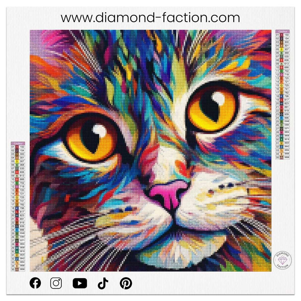 Canvas diamond painting chat abstrait kit complet