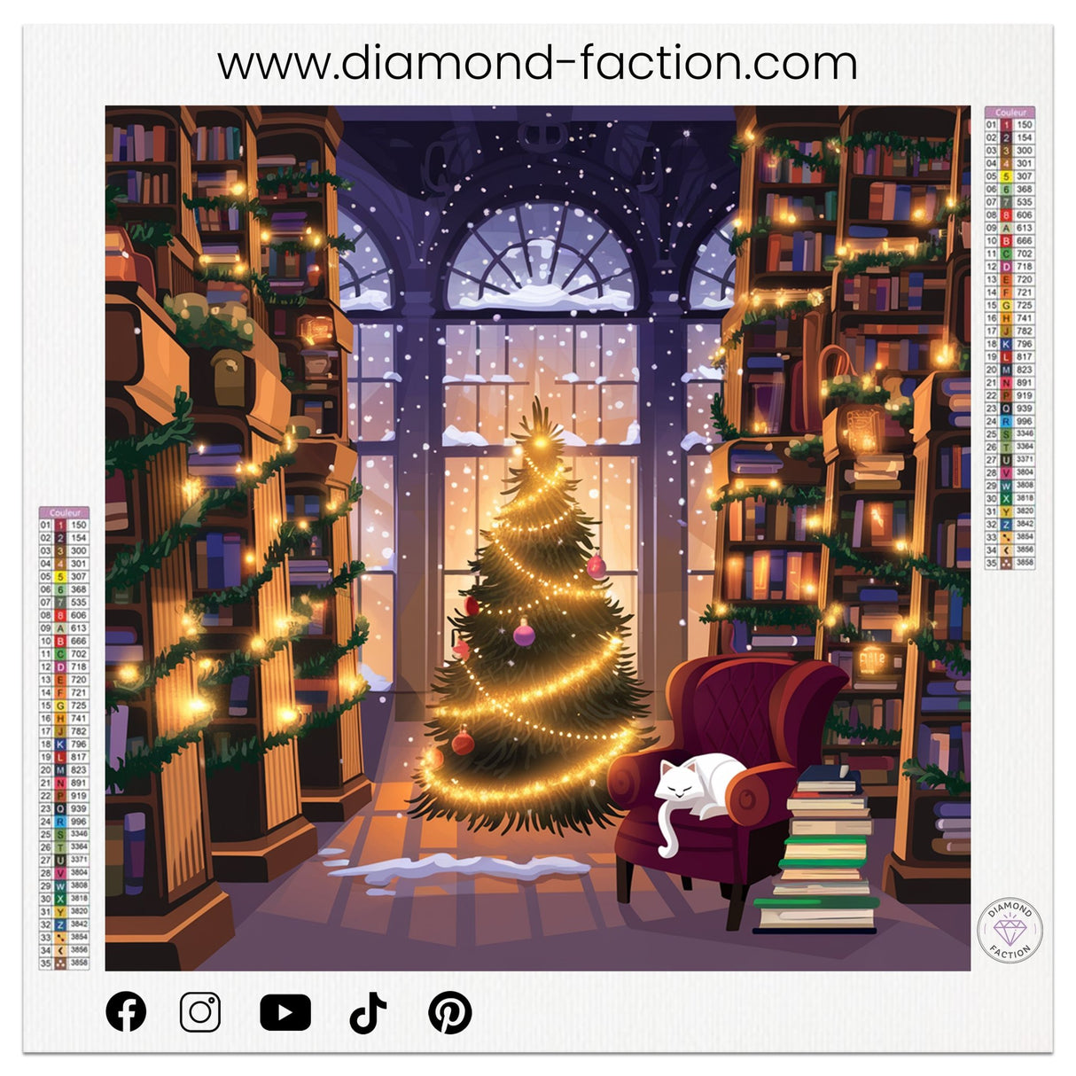 Broderie Diamant - Chat au chaud Noël - Diamond Faction