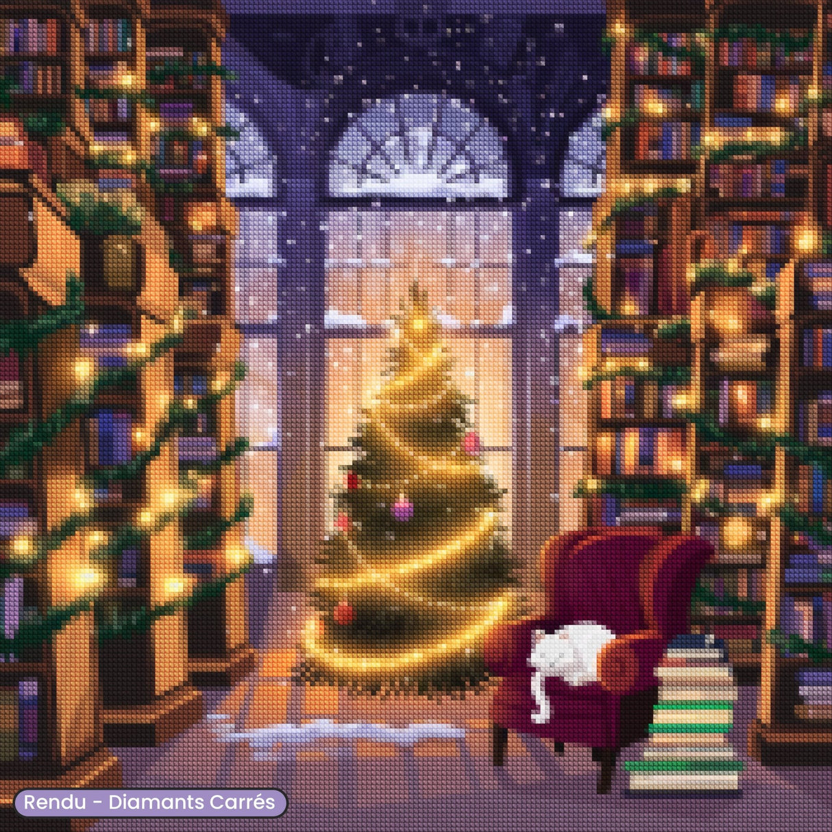 Broderie Diamant - Chat au chaud Noël - Diamond Faction