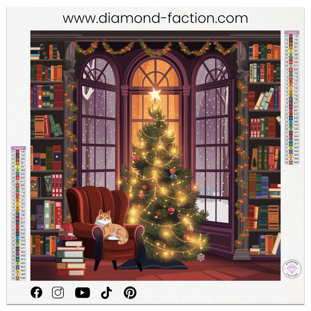 Broderie Diamant - Chat de Noël - Diamond Faction