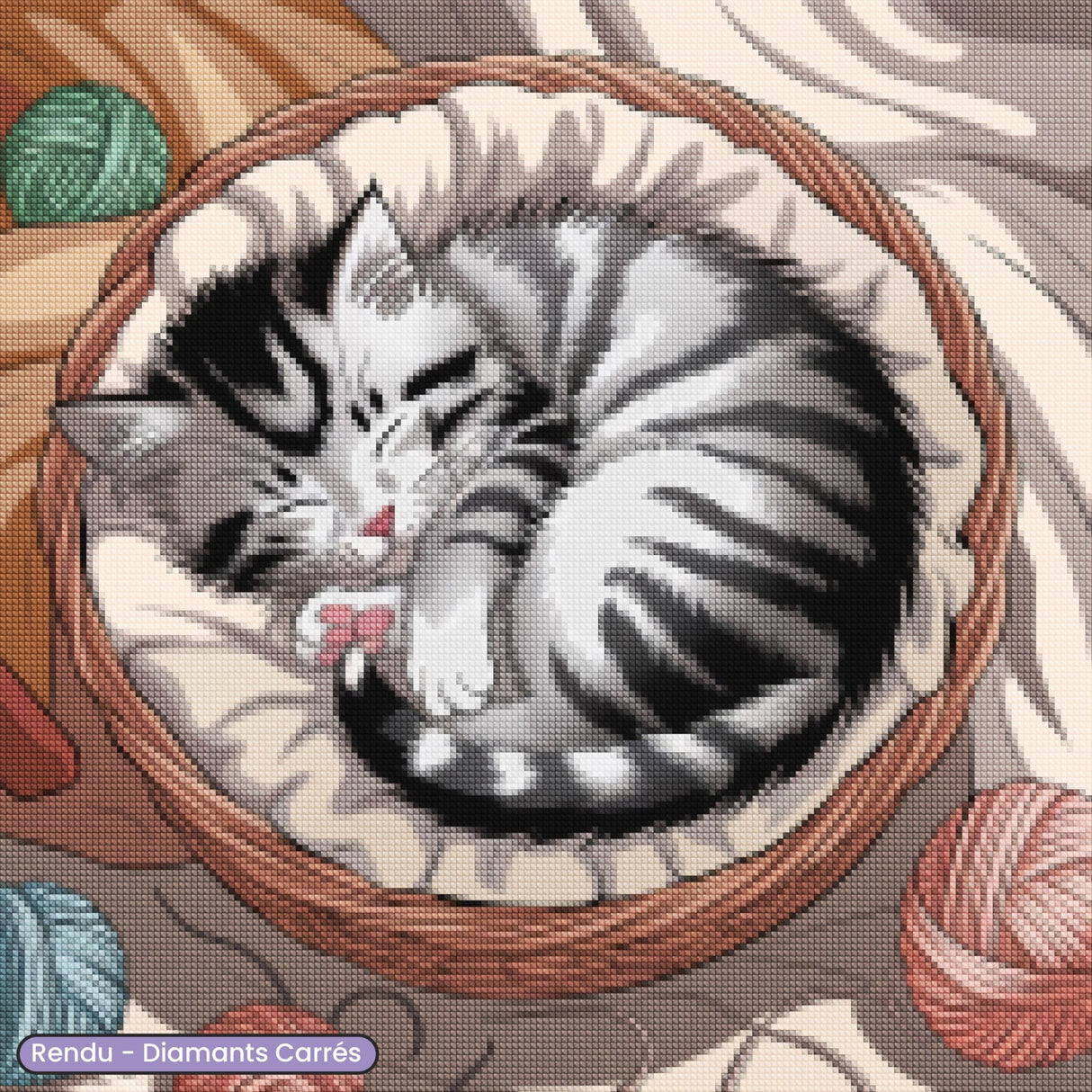 Broderie Diamant - Chat Mignon Panier - Diamond Faction