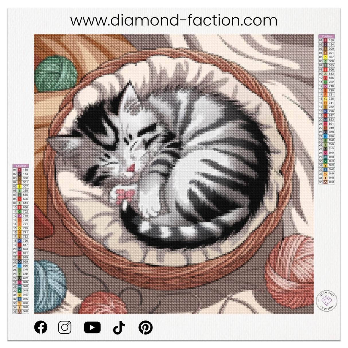 Broderie Diamant - Chat Mignon Panier - Diamond Faction