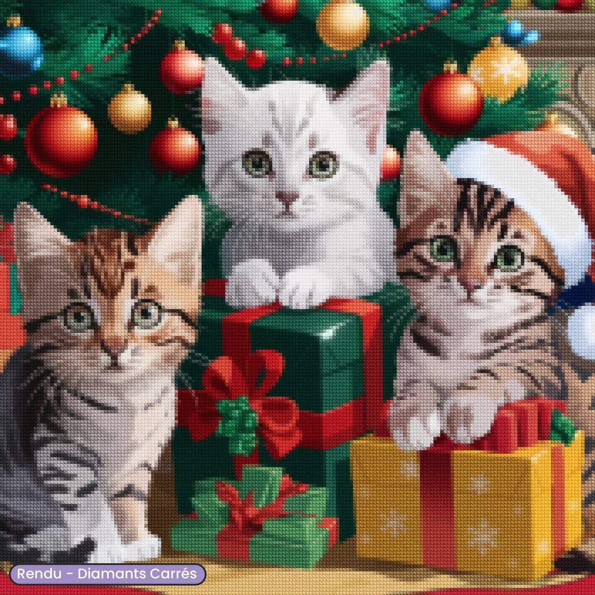 Broderie Diamant - Chats Cadeaux de Noël - Diamond Faction