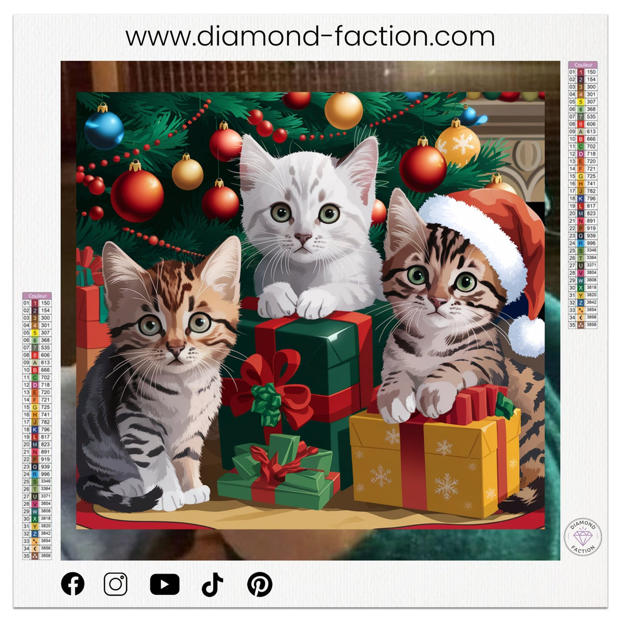Broderie Diamant - Chats Cadeaux de Noël - Diamond Faction