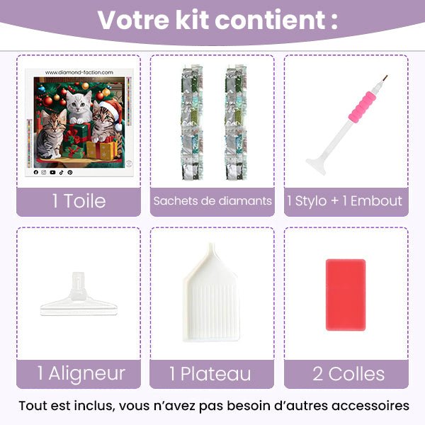 Broderie Diamant - Chats Cadeaux de Noël - Diamond Faction