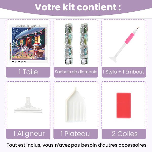 Broderie Diamant - Chien et Chat Noël - Diamond Faction