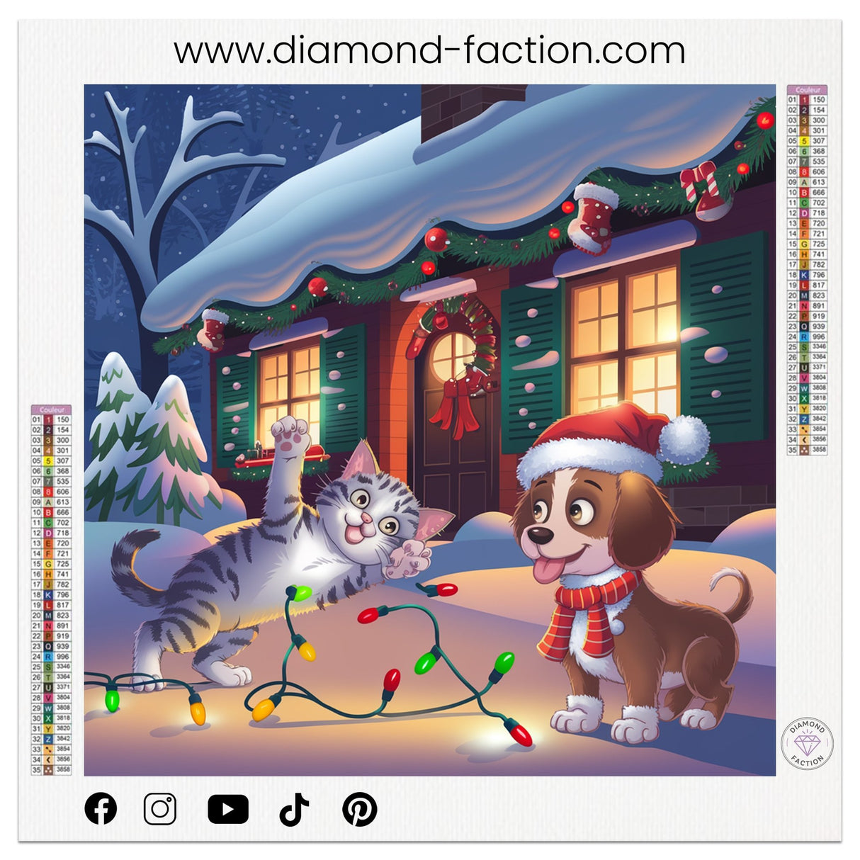 Broderie Diamant - Chien et Chat Noël - Diamond Faction
