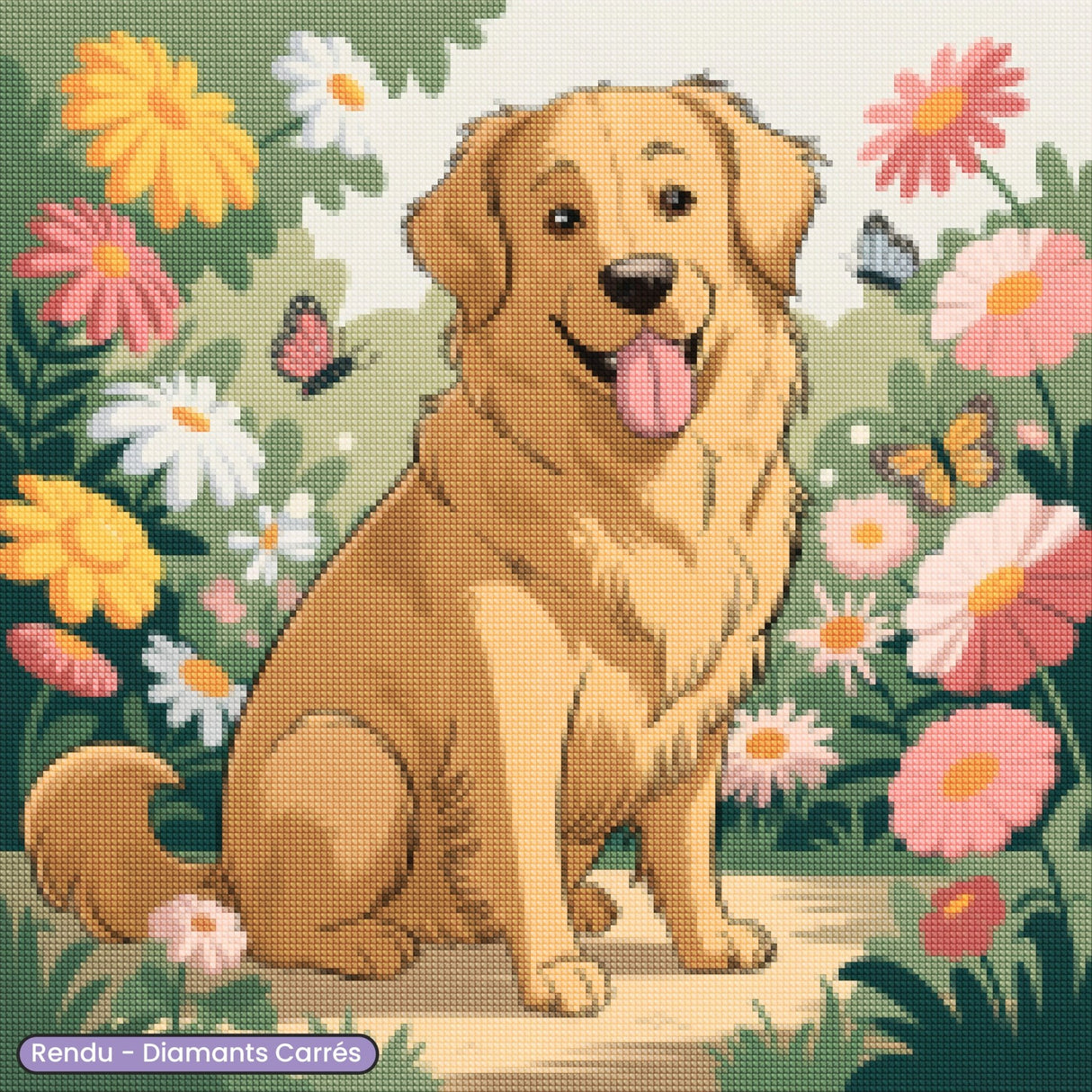 Broderie Diamant - Chien Golden Retriever - Diamond Faction