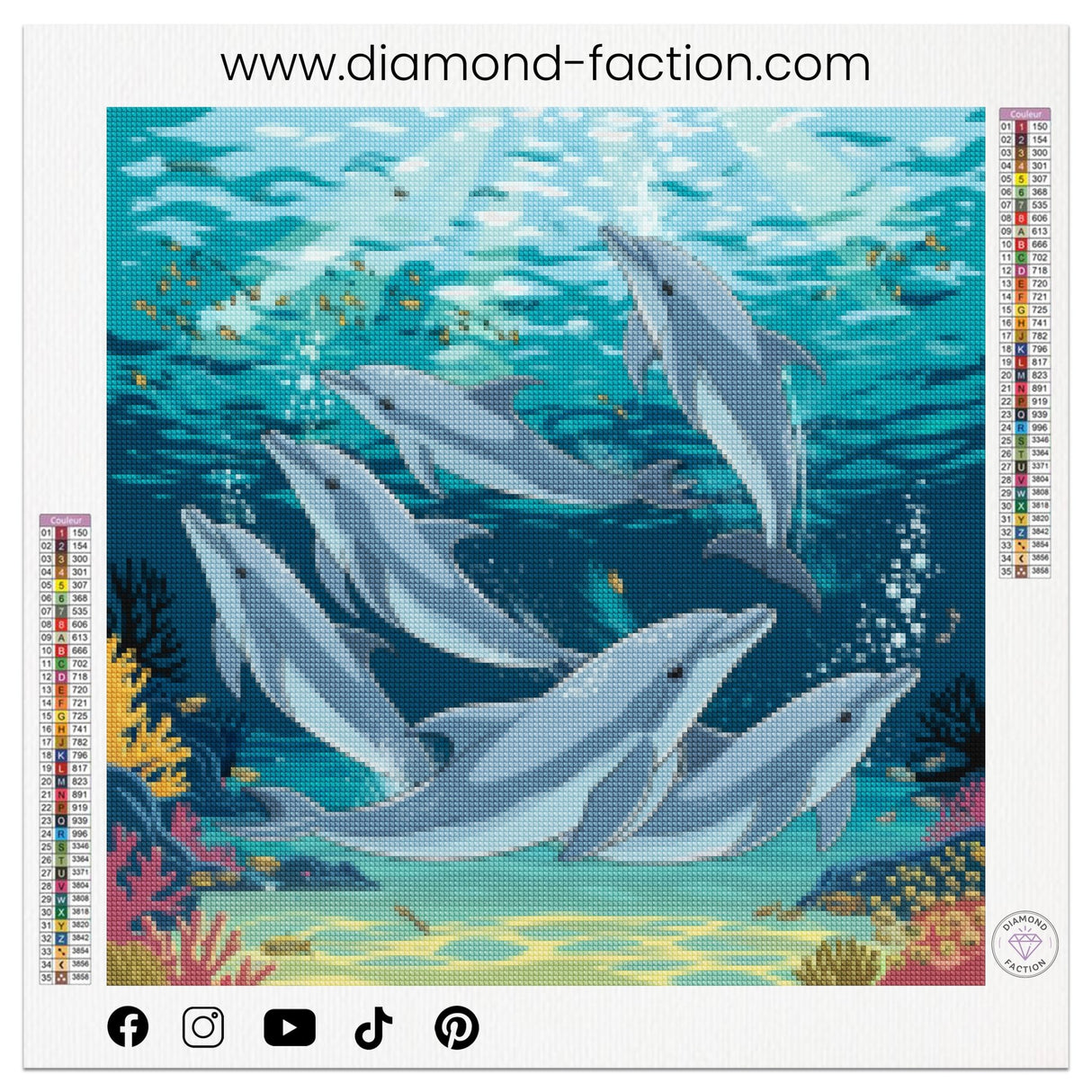 Broderie Diamant - Dauphin qui nagent - Diamond Faction