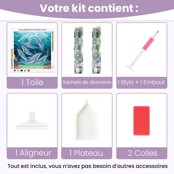 Broderie Diamant - Dauphin qui nagent - Diamond Faction