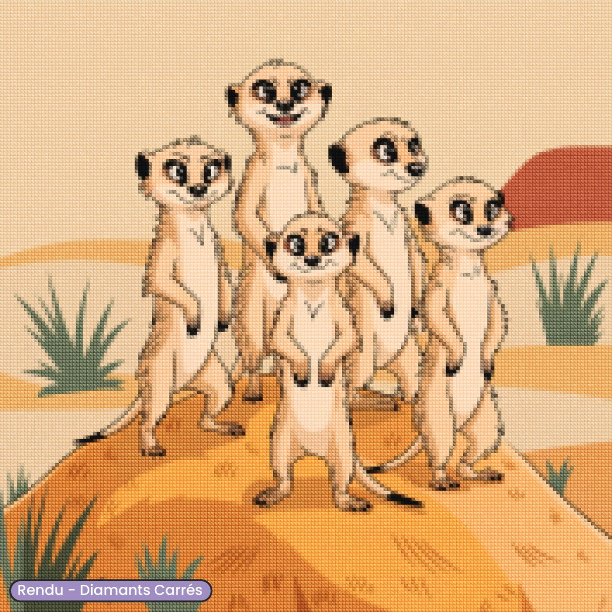 Broderie Diamant - Famille Suricate - Diamond Faction