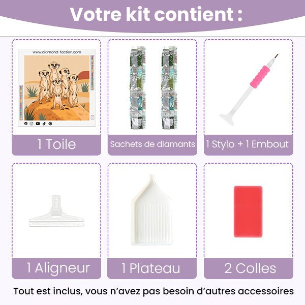 Broderie Diamant - Famille Suricate - Diamond Faction