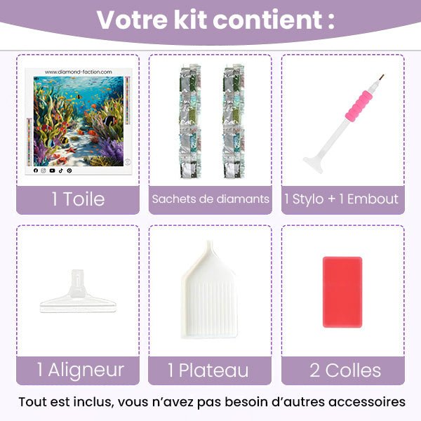 Broderie Diamant - Fond marin poissons - Diamond Faction