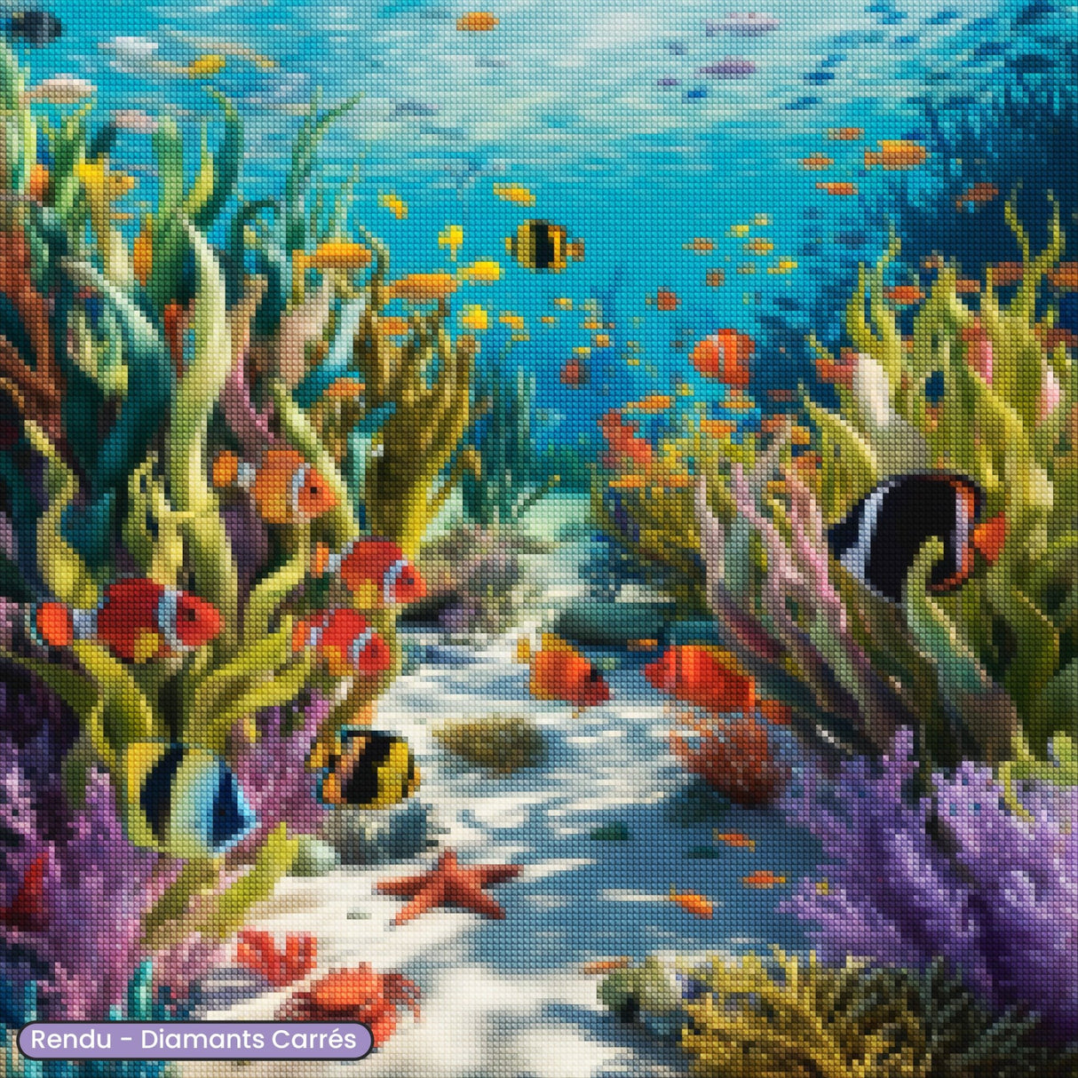 Broderie Diamant - Fond marin poissons - Diamond Faction