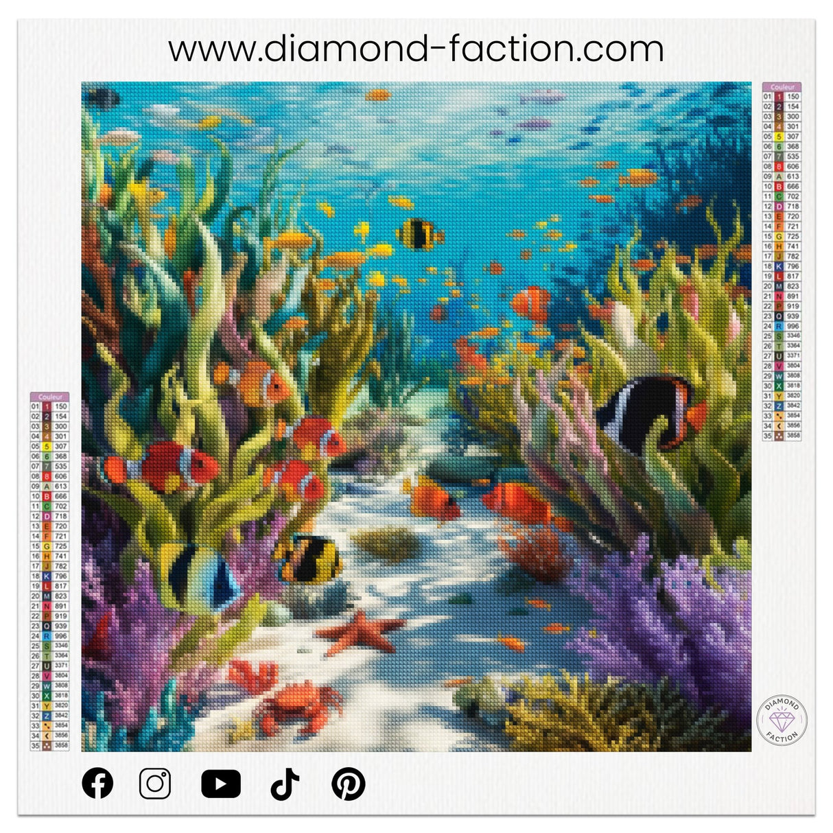 Broderie Diamant - Fond marin poissons - Diamond Faction