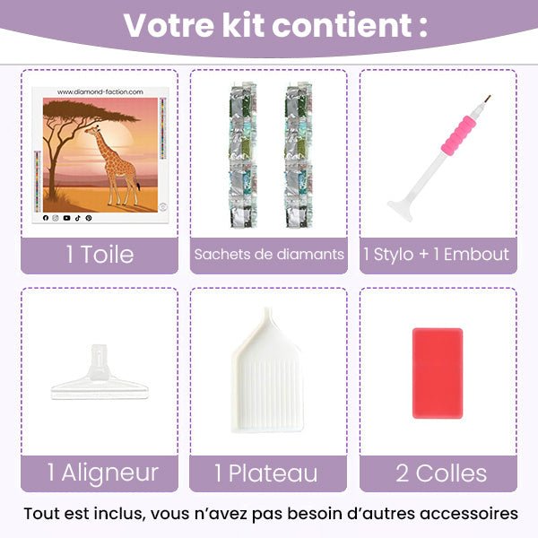 Broderie Diamant - Girafe de la Savane - Diamond Faction