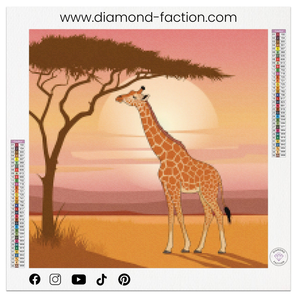 Broderie Diamant - Girafe de la Savane - Diamond Faction