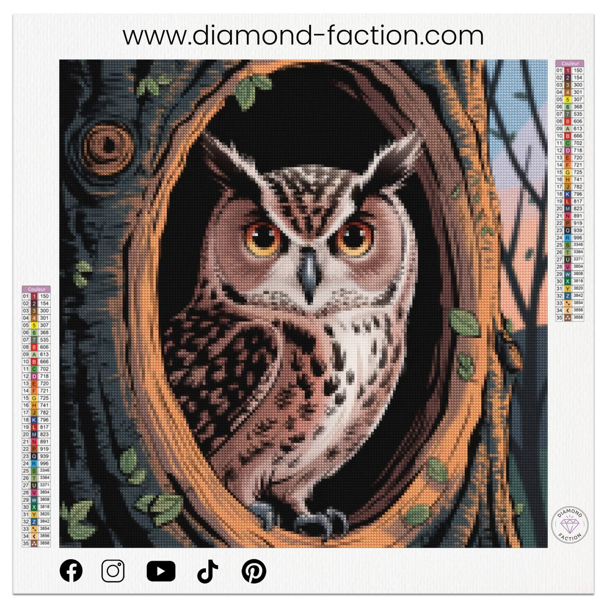 Broderie Diamant - Hibou dans son arbre - Diamond Faction