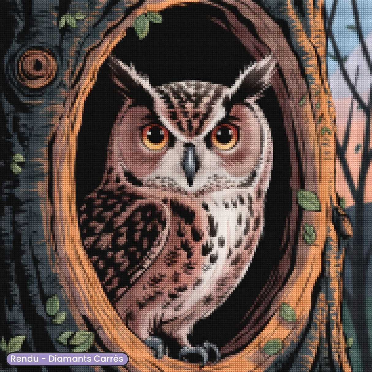 Broderie Diamant - Hibou dans son arbre - Diamond Faction