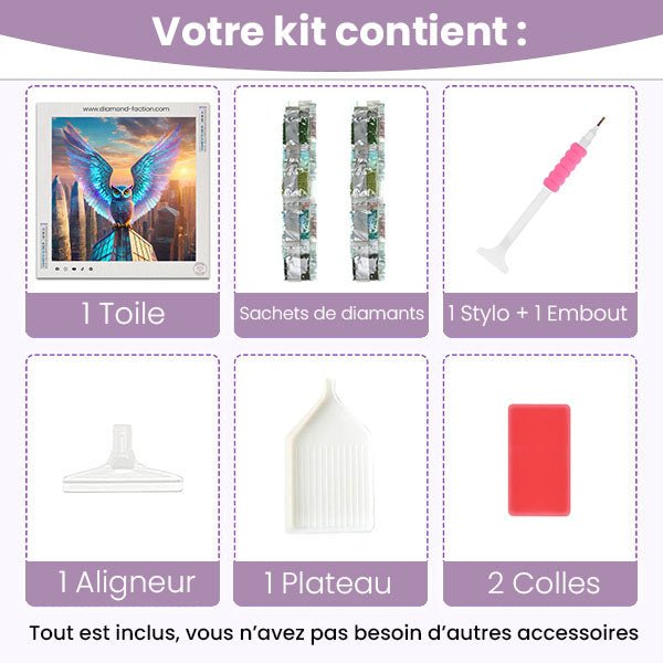 Broderie Diamant - Hibou Holographique - Diamond Faction