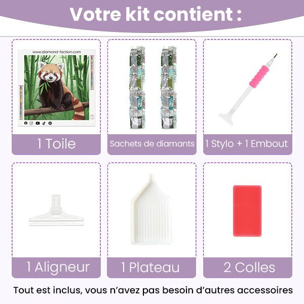 Broderie Diamant - Panda roux - Diamond Faction