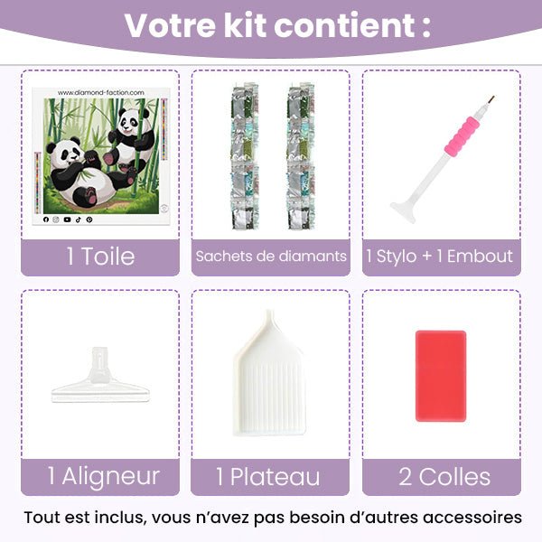 Broderie Diamant - Pandas Amusants - Diamond Faction