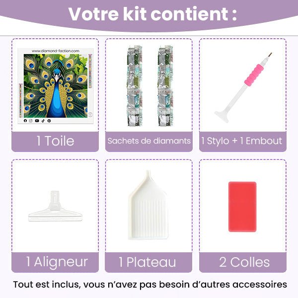 Broderie Diamant - Paon de Face - Diamond Faction