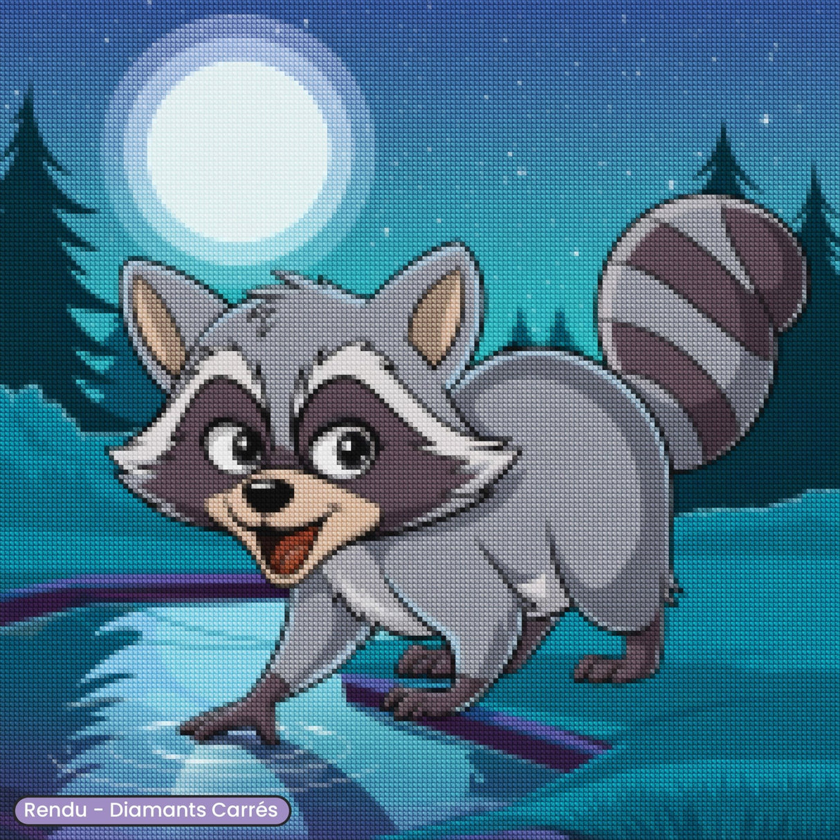 Broderie Diamant - Raton Laveur Nuit - Diamond Faction