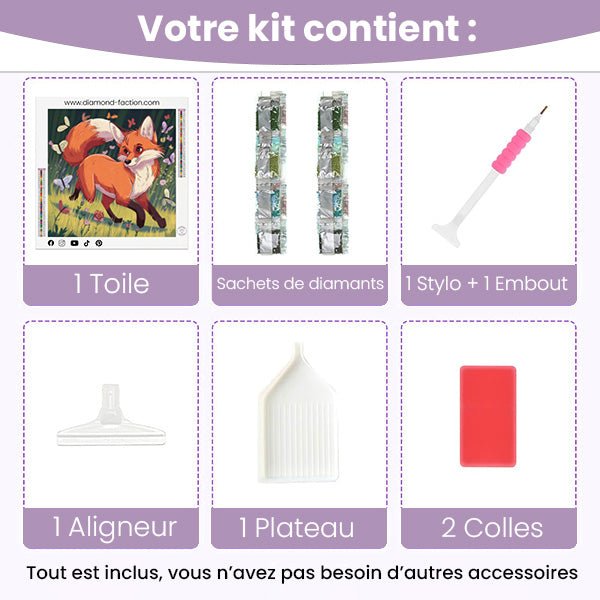 Broderie Diamant - Renard Heureux - Diamond Faction