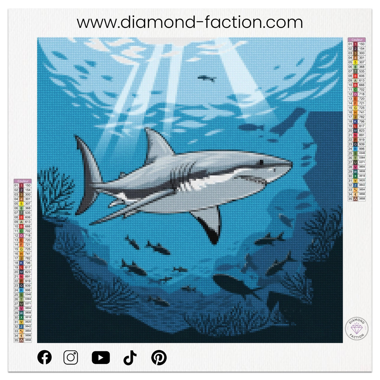 Broderie Diamant - Requin en Surface - Diamond Faction