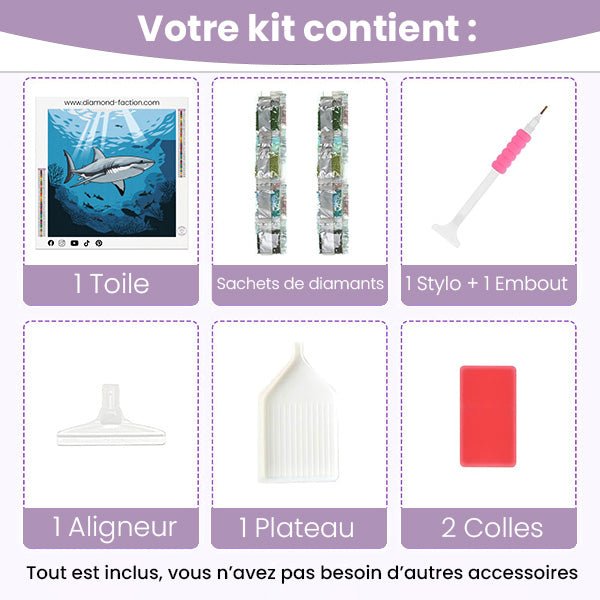 Broderie Diamant - Requin en Surface - Diamond Faction