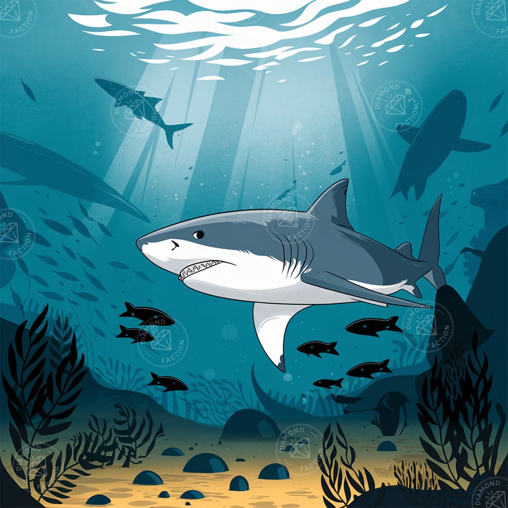 Broderie Diamant Requin Cybernétique
