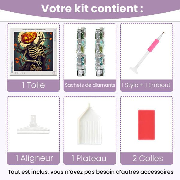 Broderie Diamant - Squelette Citrouille - Diamond Faction