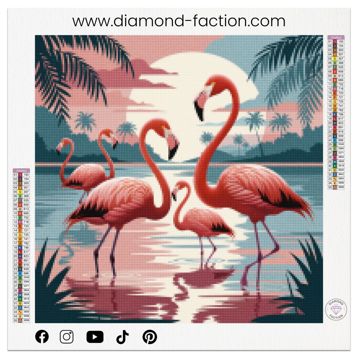 Broderie Diamant - Sunset Flamants Roses - Diamond Faction