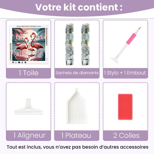 Broderie Diamant - Sunset Flamants Roses - Diamond Faction