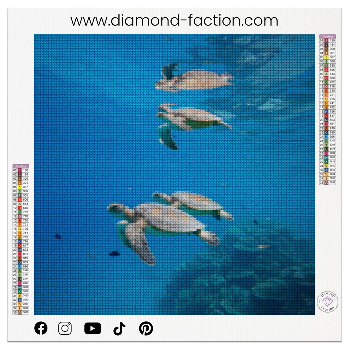 Broderie Diamant - Tortues qui nagent - Diamond Faction