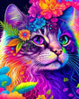Broderie Diamant - Chat Coloré Abstrait - Diamond Faction