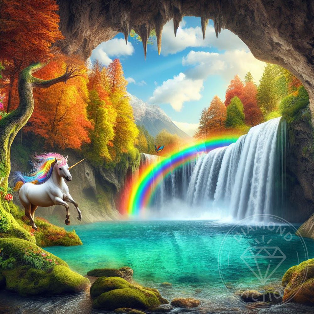 Broderie Diamant - Licorne Féérique sur Cascade - Diamond Faction