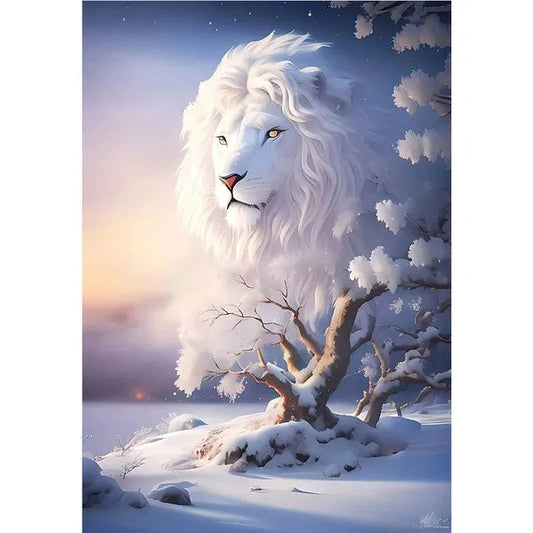 Broderie Diamant - Lion Blanc dans le Ciel - Diamond Faction