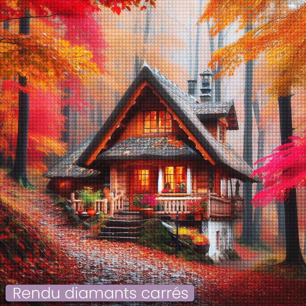 Broderie Diamant - Maison en Bois Forêt Orange - Diamond Faction